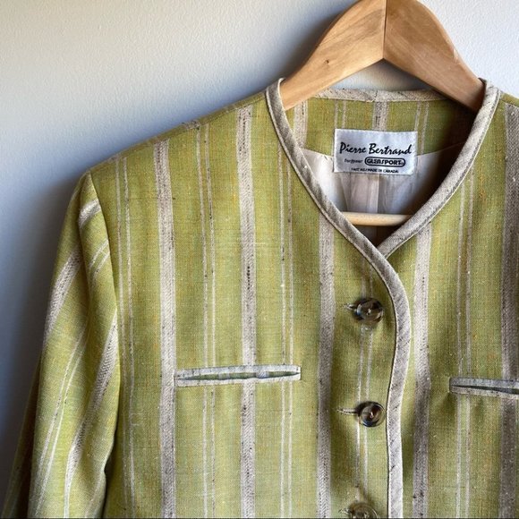 Vintage 3-piece Skirt Suit Set Jacket Vest Linen Silk Blend Medium Work Mini EUC - Picture 6 of 14